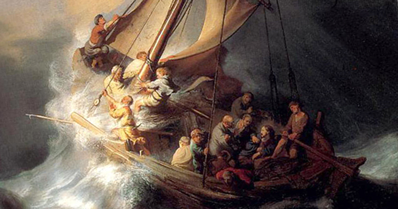 12nkg Krist stišava oluju Rembrandt