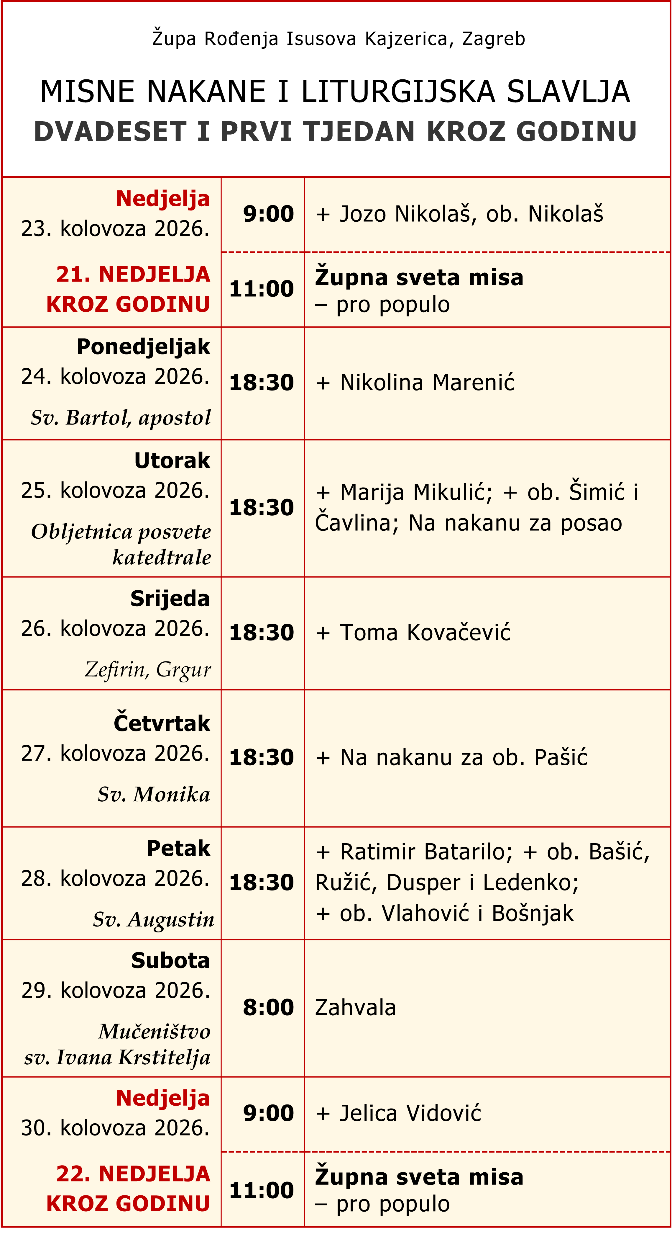 RasporedMisa 23.08.2026