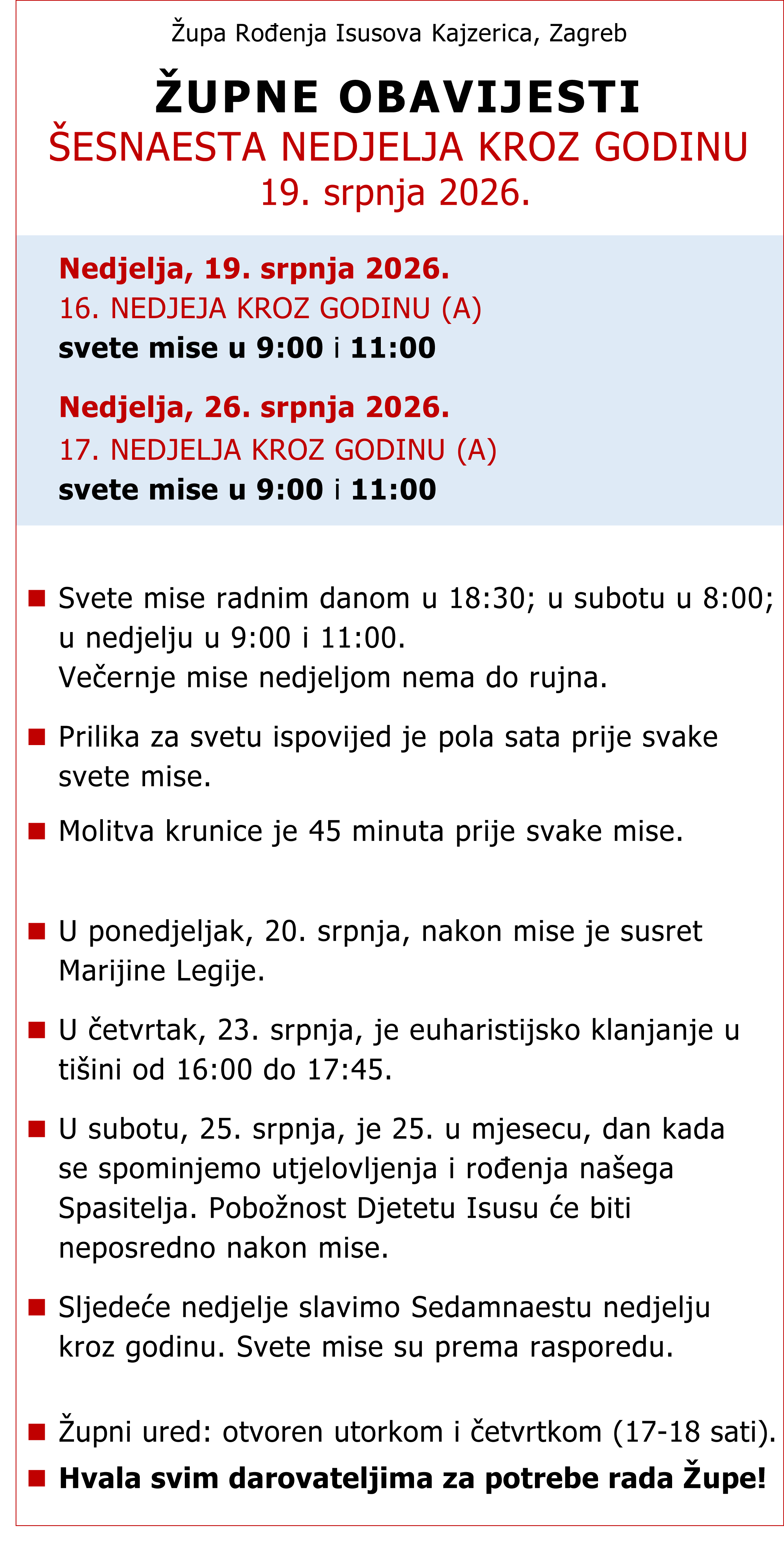 ŽupneObavijesti 19.07.2026